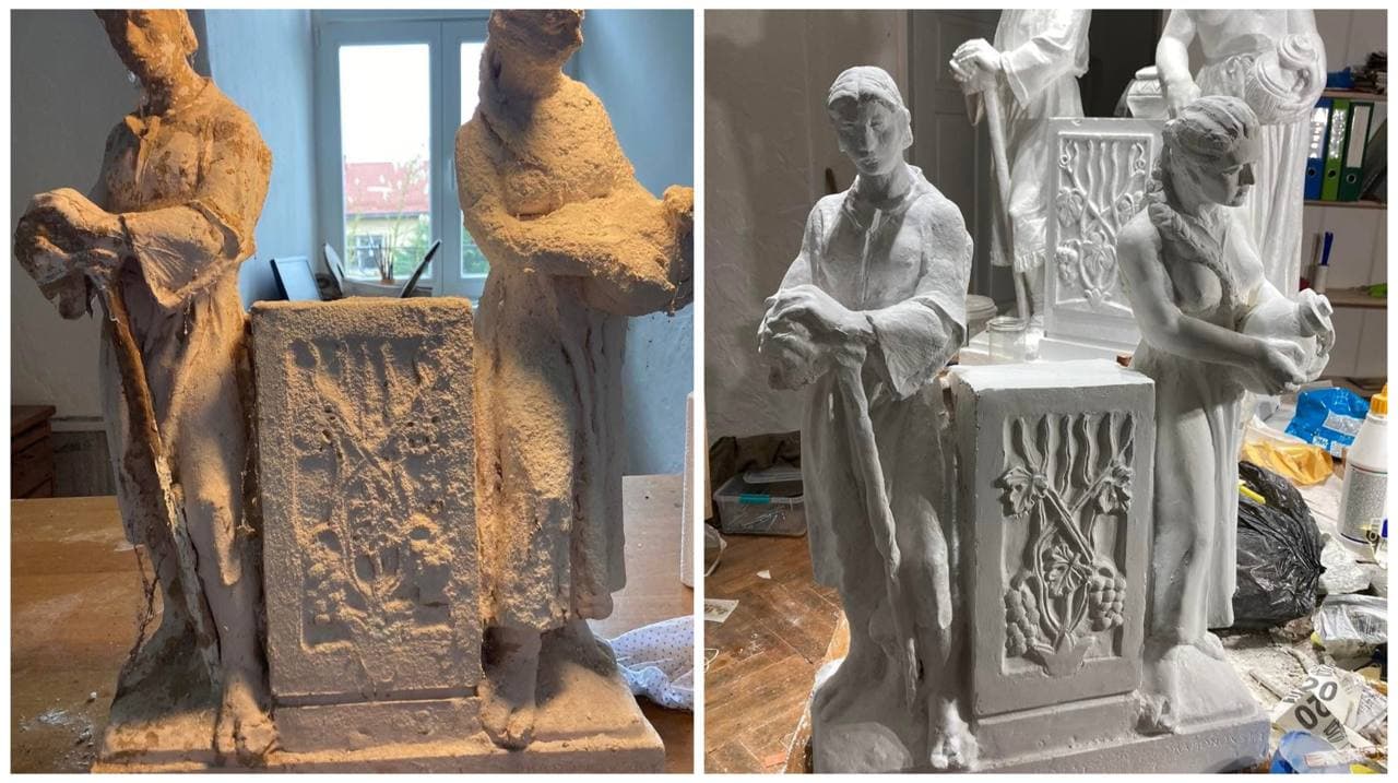 Зображення для статті: В Ужгородському музеї врятували столітню скульптуру з гербом міста