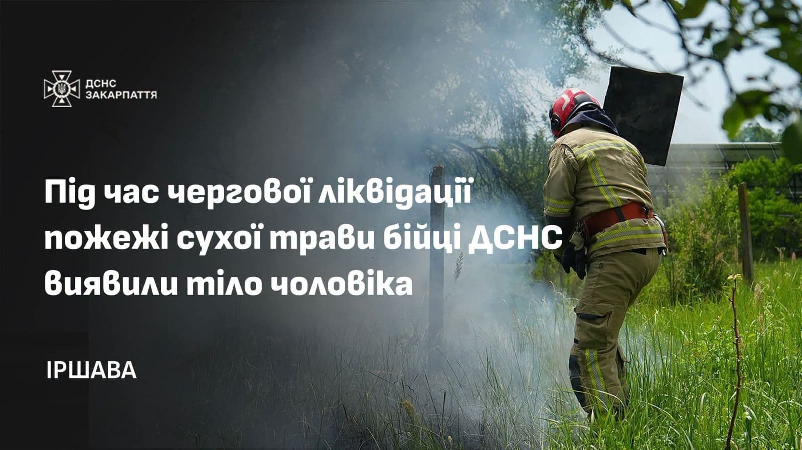 Зображення для статті: В Іршаві під час пожежі сухої трави загинув 82-річний чоловік